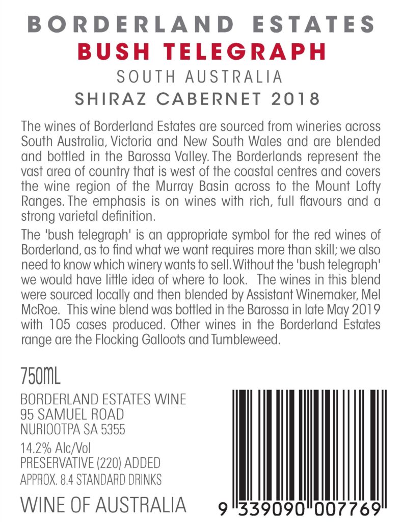 Bush Telegraph back label